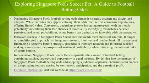 singapore pools soccer betting odds|Guide To Soccer Betting: How To Bet And The Odds .